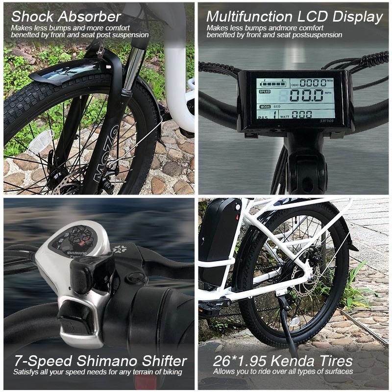 Zerano Cali Cruiser 26" 1000W Step-Thru Beach Cruiser E-Bike