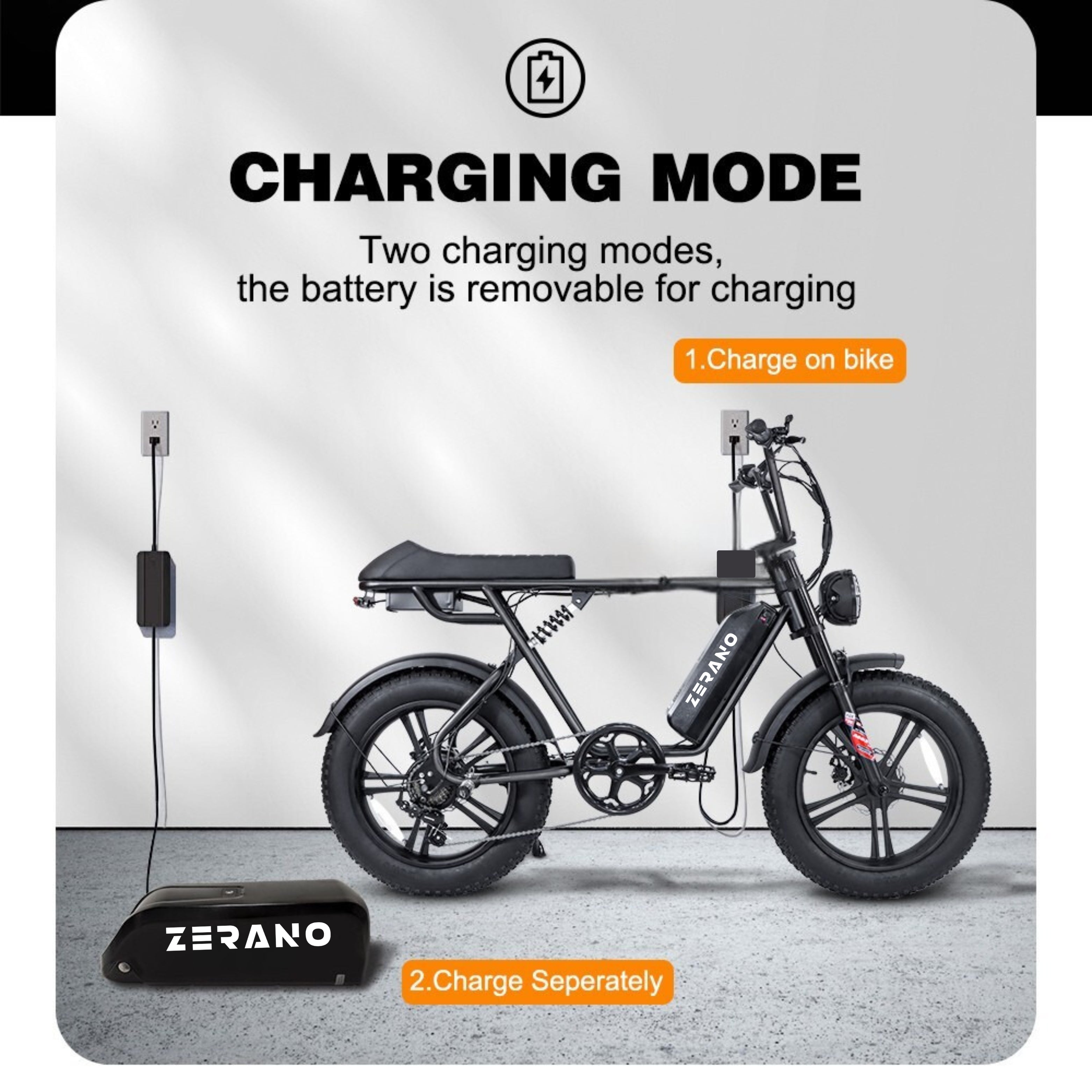 Zerano Z1 20'' 1000W Full Suspension Moped-style Electric Bike