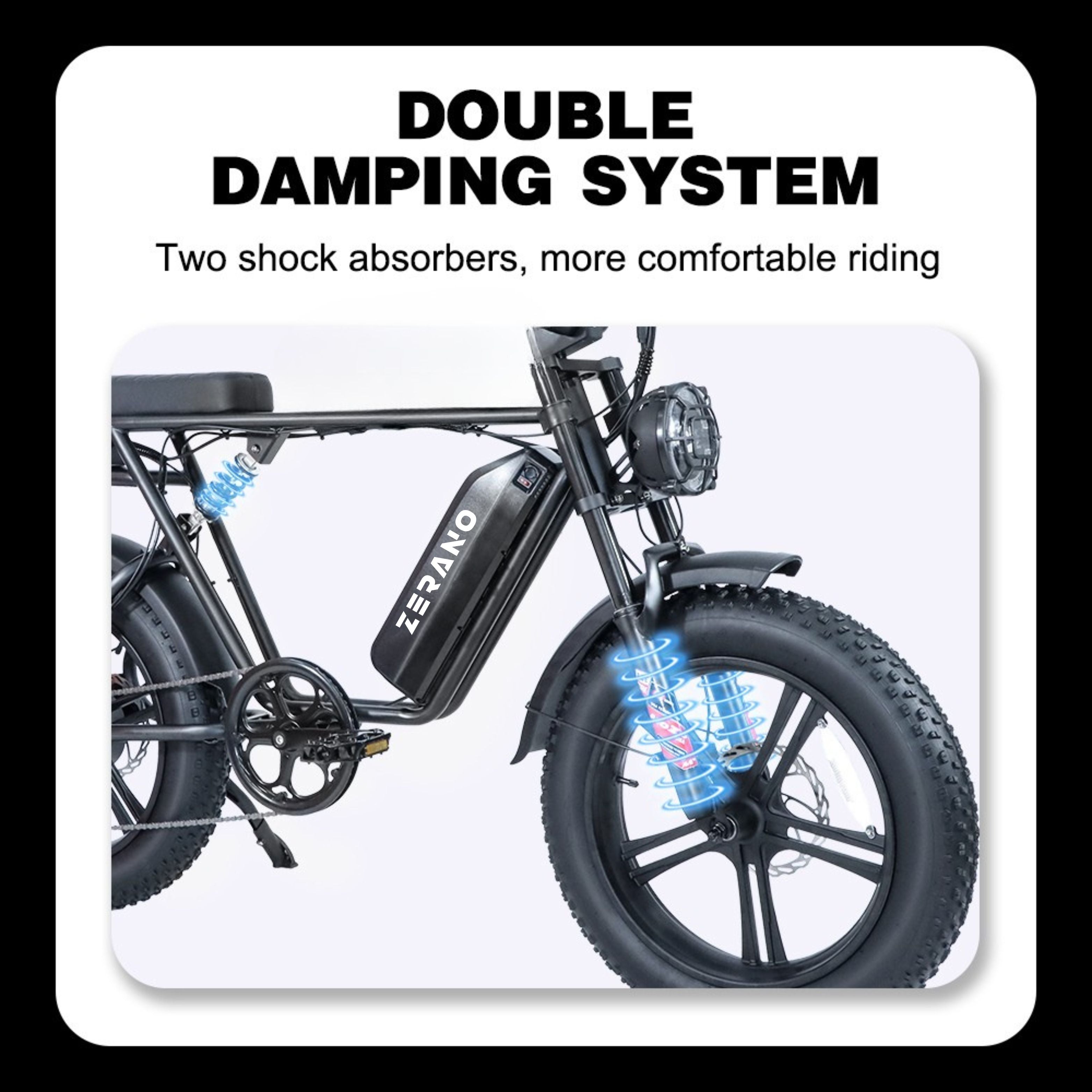 Zerano Z1 20'' 1000W Full Suspension Moped-style Electric Bike