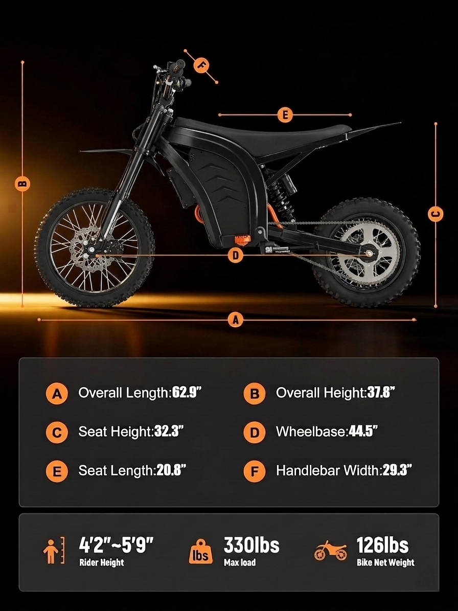 Zerano X1 14" 3200W Full Suspension Electric Dirt Bike
